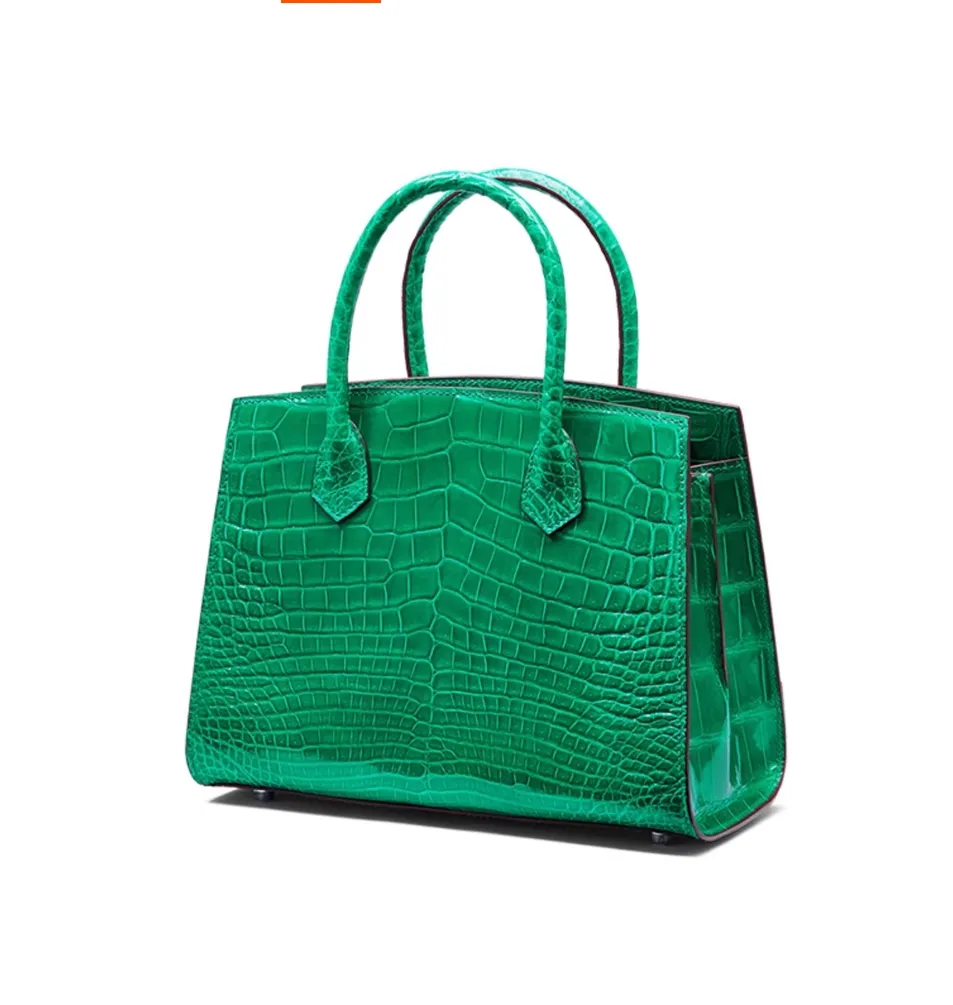Bolso de mano de lujo personalizado para mujer, diseñado como tote, de cuero PU con estampado de cocodrilo, con asas superiores dobles