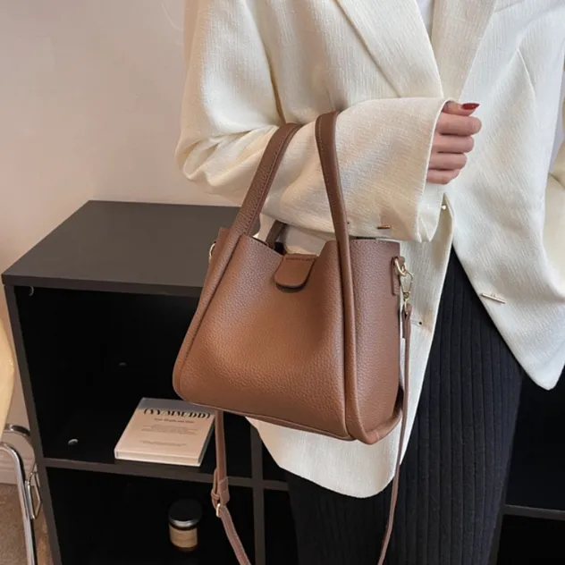 Bolso cruzado de hombro de estilo clásico, elegante y versátil, de cuero PU para mujeres