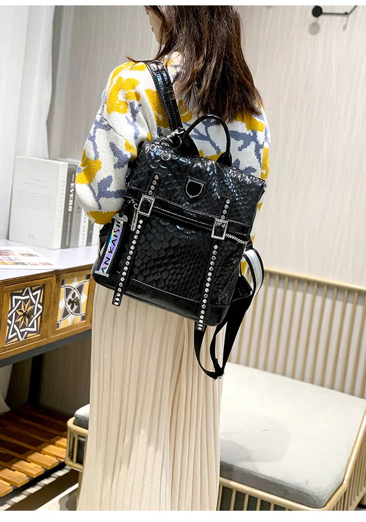 Mochila vintage femenina de lujo, diseñadora, alta calidad, gran capacidad para damas, mochila de moda