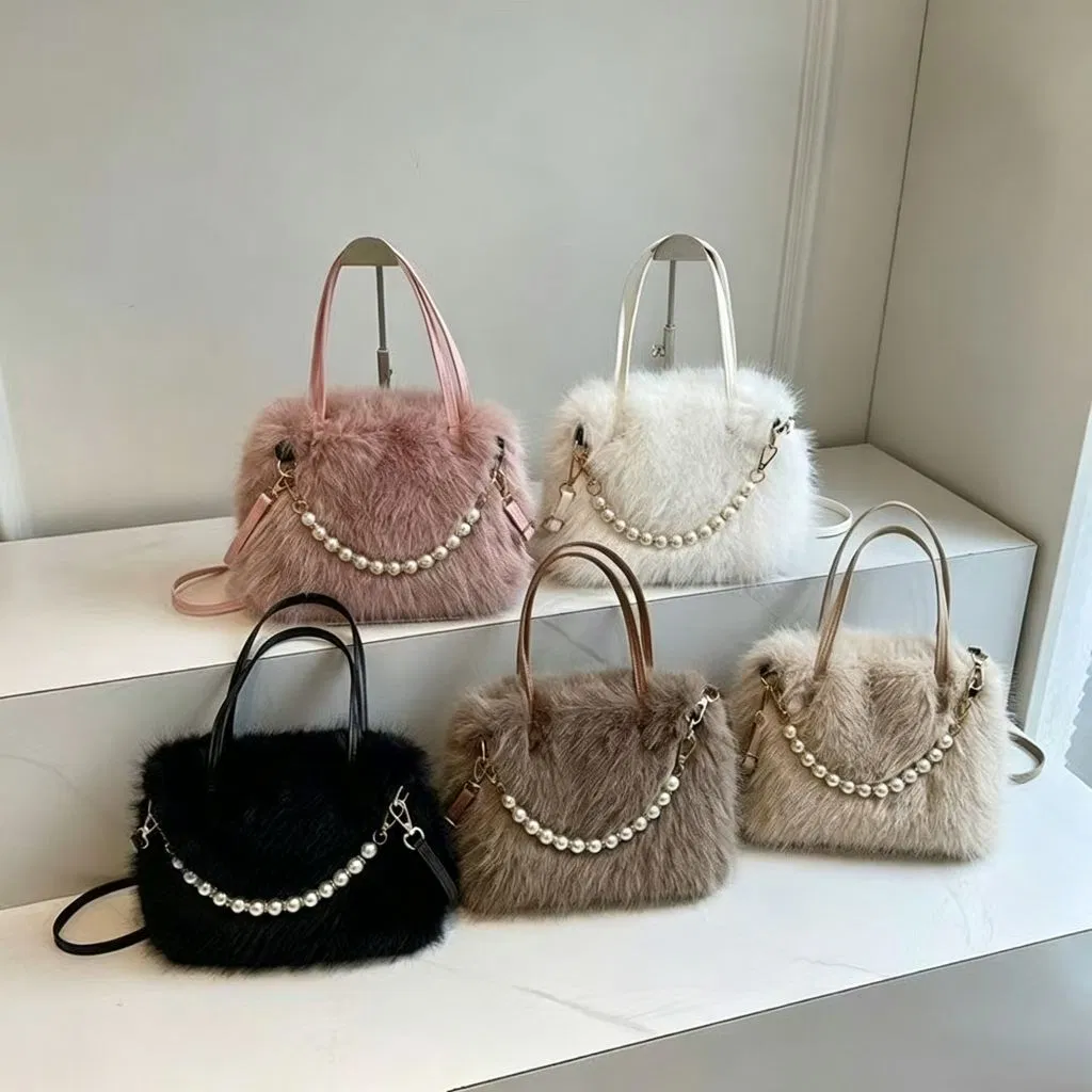 Bolsa de mano para damas de PU de gran capacidad, minimalista y ecológica, personalizada al por mayor, OEM, ODM, sostenible, libre de crueldad, vegana, de piel sintética de conejo, 2026