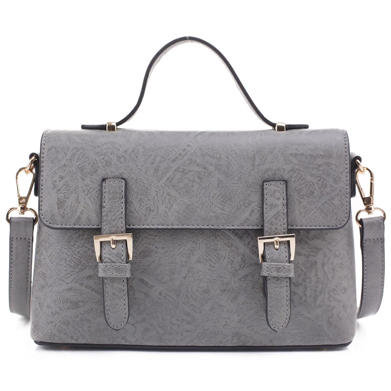 Bolso cruzado de mensajero de cuero vegano con hebilla y solapa a la moda