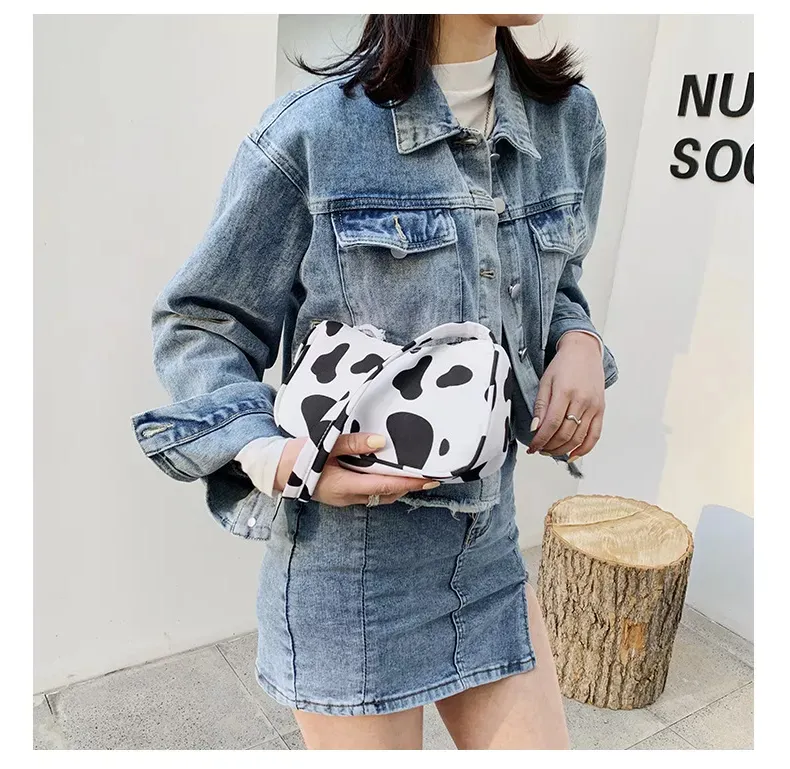 Bolso de lona para chicas, bandolera nueva retro con estampado de vaca cebra, bolso personalizado para mujeres, bolso lindo para mujeres