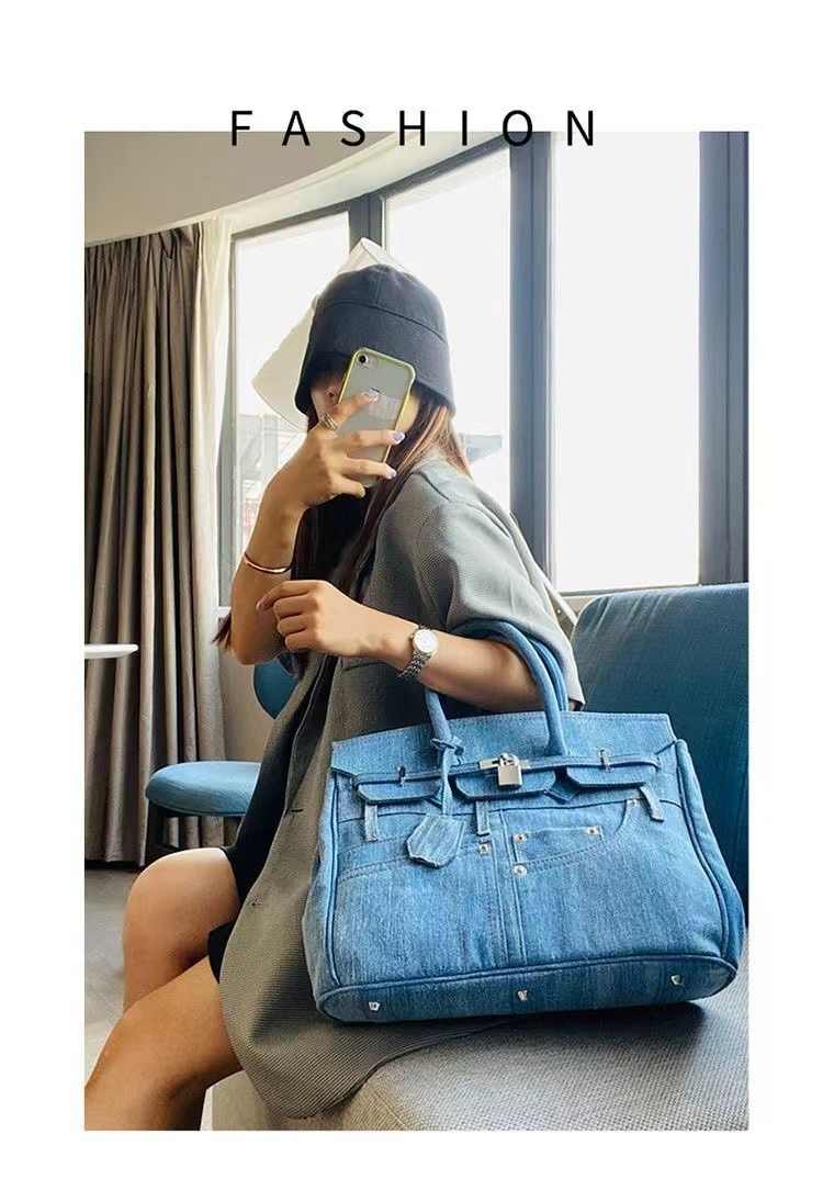 Bolso de mezclilla elegante y personalizado, bolso casual para mujeres que se puede llevar como bandolera en un hombro