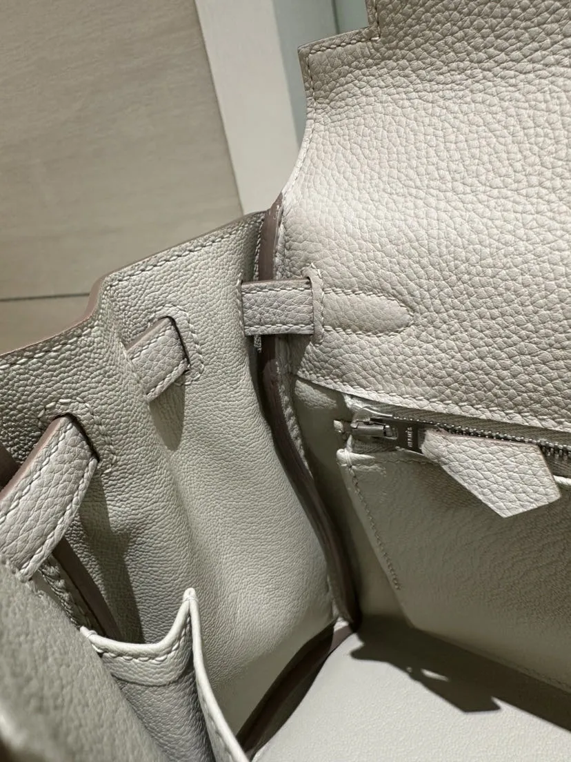 Bolsos de lujo de diseñadora para mujeres Ky 25cm 8L bolsa de cuero Togo blanca glaciar