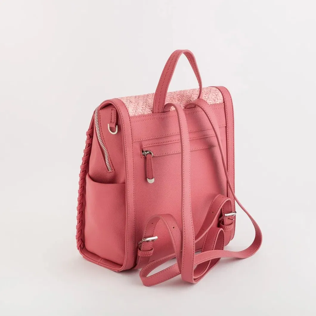 Bolso mochila convertible de paja de moda para mujeres, bolso de hombro de paja o mochila convertible 10.5in X 4in X 11.5in