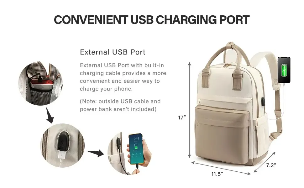 Mochilas de viaje con puerto USB, casuales y a prueba de agua, mochilas para portátiles de mujer