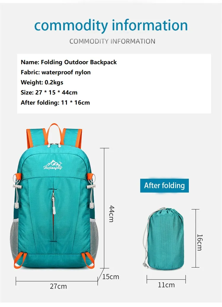 Bolsa de hombro plegable para hombres y mujeres, mochila de gran capacidad para deportes de montaña