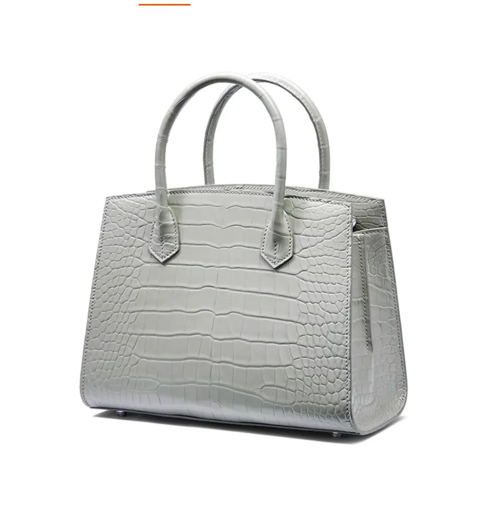 Bolso de mano de lujo personalizado para mujer, diseñado como tote, de cuero PU con estampado de cocodrilo, con asas superiores dobles