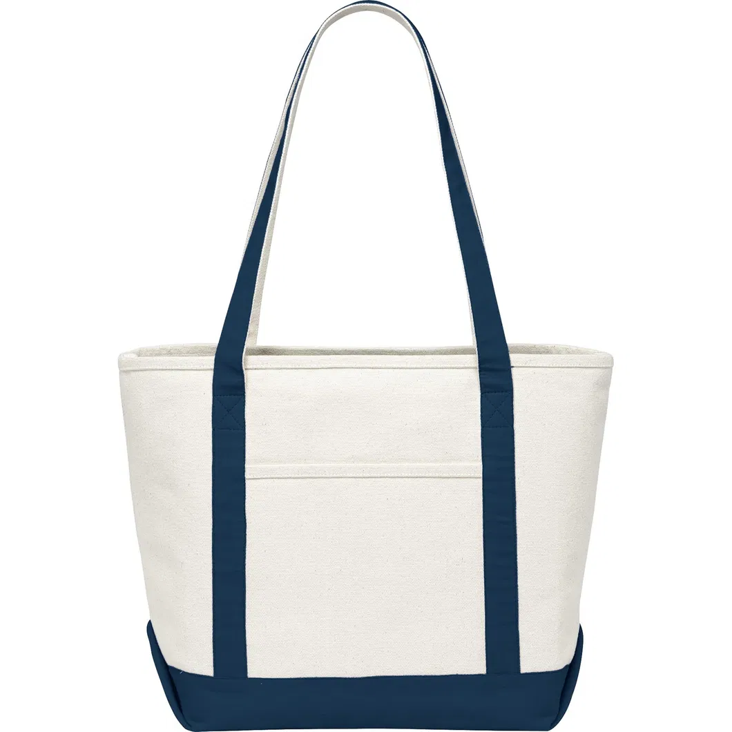 Bolso de mano de algodón de lienzo personalizado, ecológico, extra pesado, grande, para viajes a la playa, con cremallera y bolsillos frontales