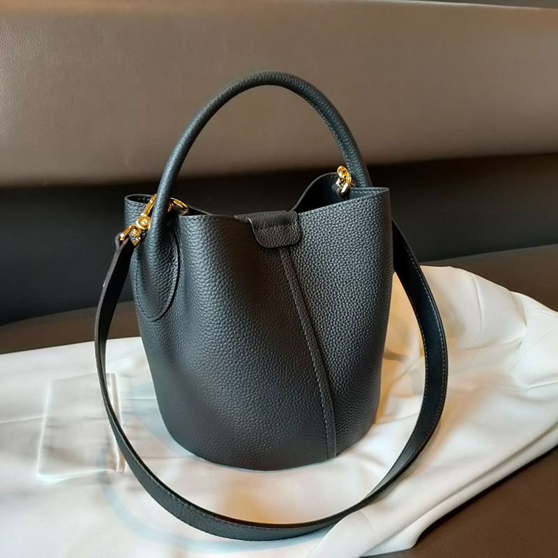 Emg7422 Fabricante de bolsos de mano de lujo personalizados con logo, nuevo bolso tipo cubo de PU para mujeres, personaliza para cuero al por mayor, conjunto de bolso de moda para damas