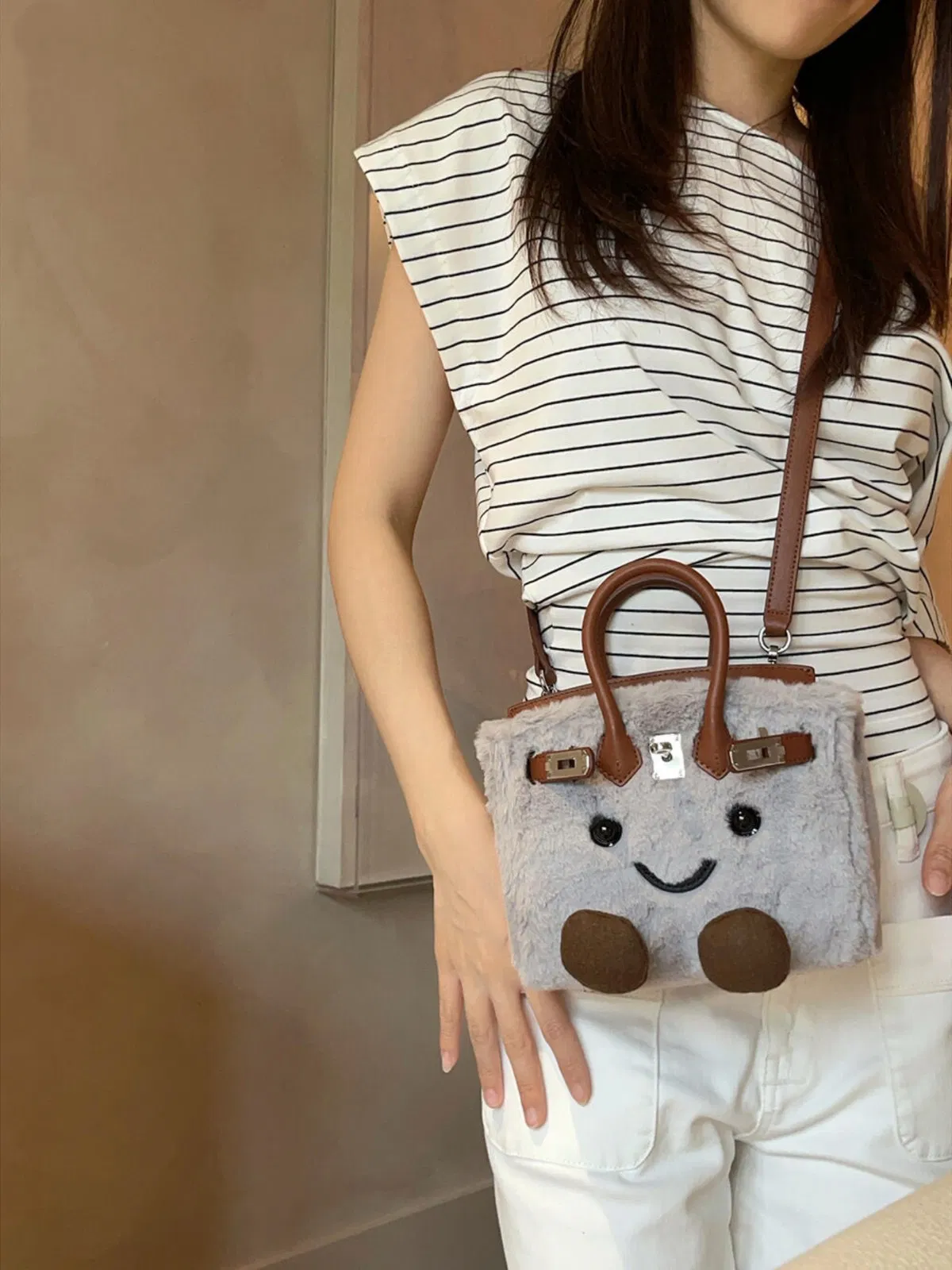 Bolso de mano de peluche Jellycat estilo muñeca suave de tela, bolso de hombro de moda