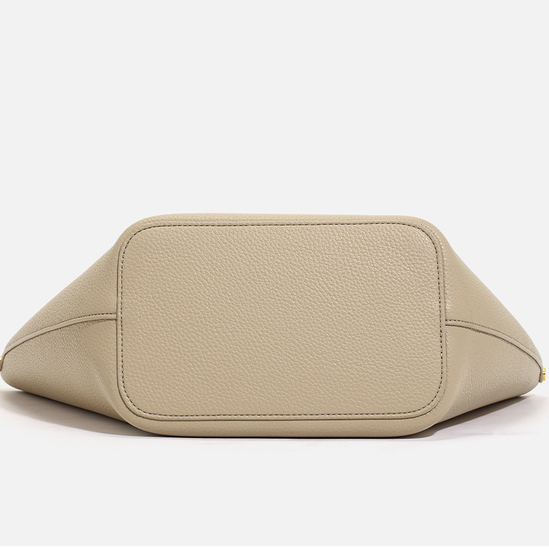 (WX0012) Elegante bolso de mano de hardware sofisticado en dos tonos para un estilo diario