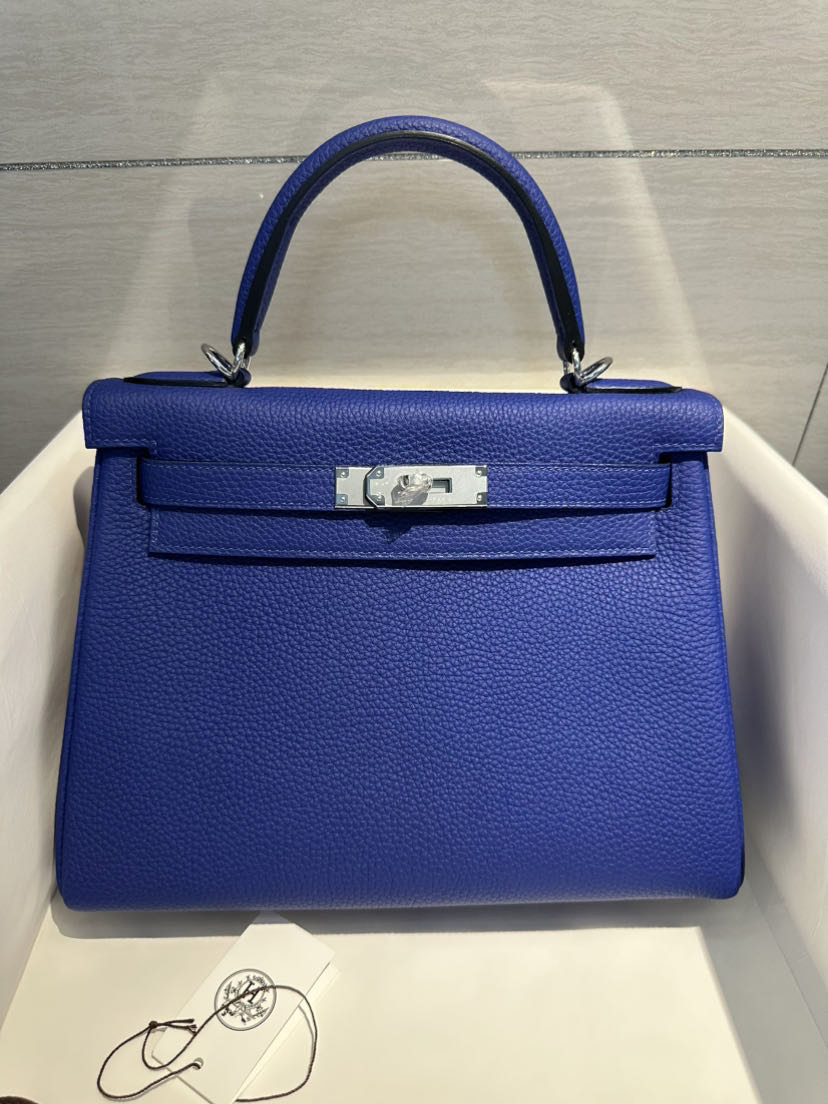 Bolsos de lujo de diseñadora para mujeres Ky 28cm bolsa de cuero Togo azul eléctrico