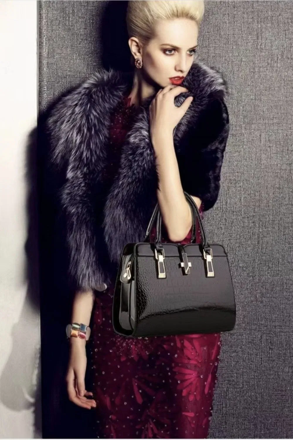 Bolso de mano de mujer de cuero PU con patrón de cocodrilo, gran capacidad, bolso de hombro para oficina