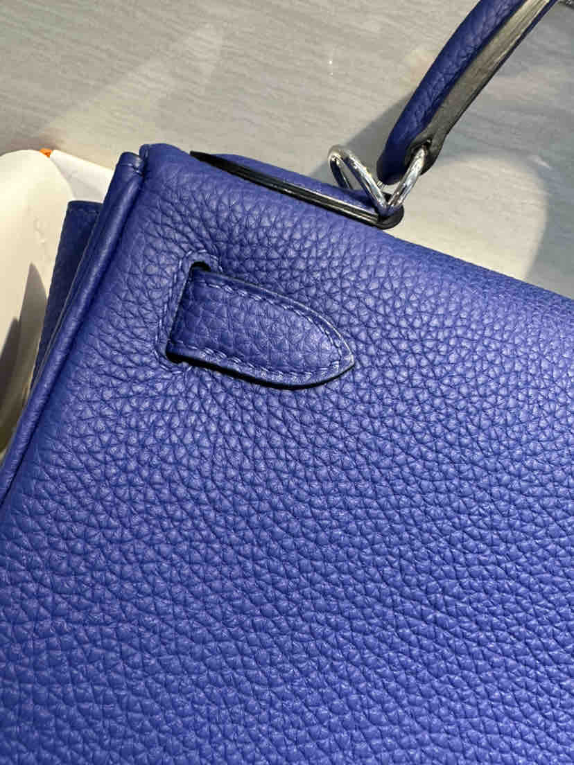 Bolsos de lujo de diseñadora para mujeres Ky 28cm bolsa de cuero Togo azul eléctrico