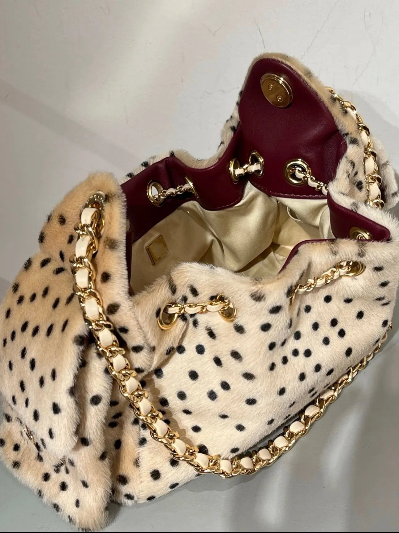 Bolso de lujo réplica 26A serie de visón dálmata bolso cubo mini estampado de leopardo