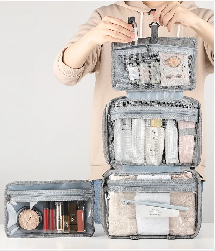 Hombres Mujeres Moda Viaje Bolsa Cosmética de Maquillaje Portátil Plegable