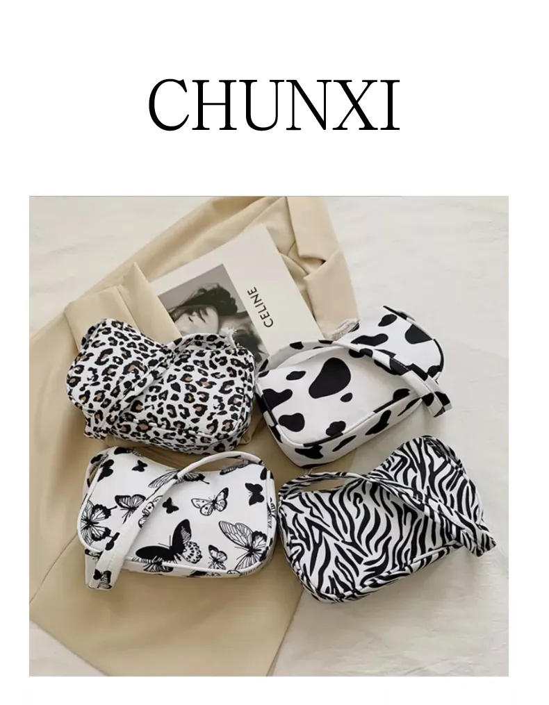 Bolso de lona para chicas, bandolera nueva retro con estampado de vaca cebra, bolso personalizado para mujeres, bolso lindo para mujeres