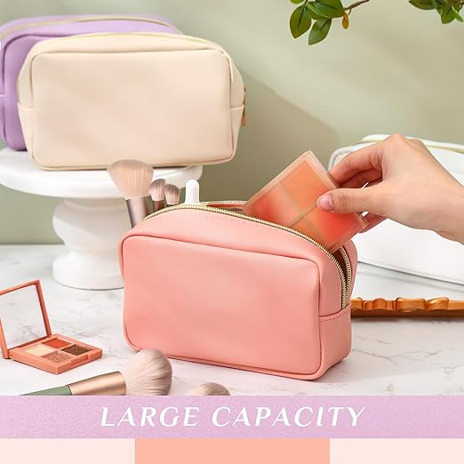 Lona de promoción de moda, organizador de lápices labiales grandes de belleza femenina, etiqueta privada, bolsa de viaje de cosméticos para mujeres, cuero PU