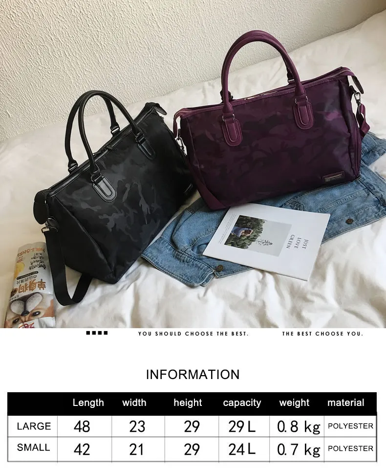 Bolso de viaje grande para mujeres, camuflaje, bolso de mano para hombres, maleta de viaje de corta distancia