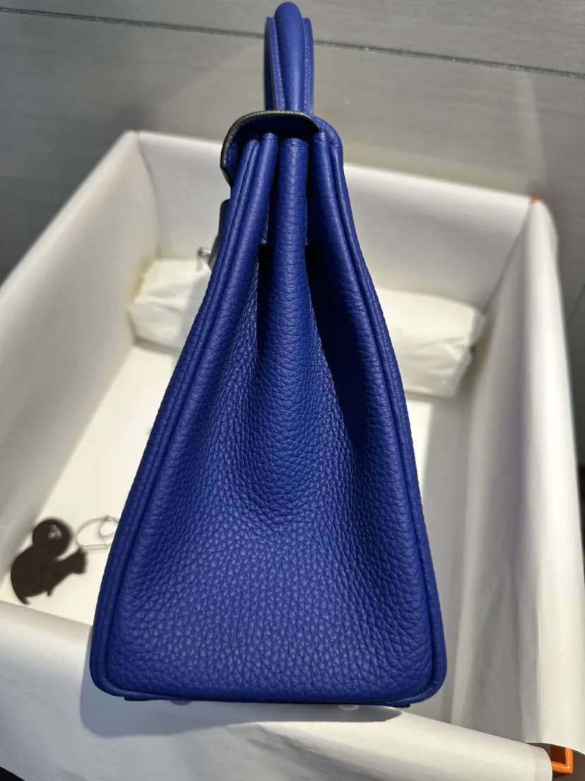 Bolsos de lujo de diseñadora para mujeres Ky 28cm bolsa de cuero Togo azul eléctrico