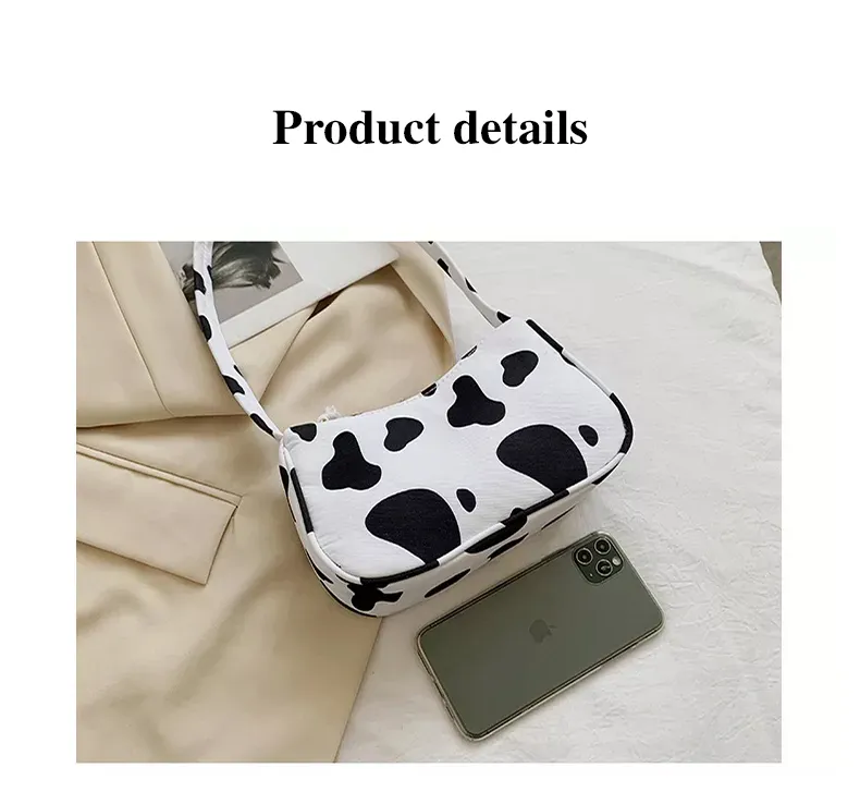 Bolso de lona para chicas, bandolera nueva retro con estampado de vaca cebra, bolso personalizado para mujeres, bolso lindo para mujeres