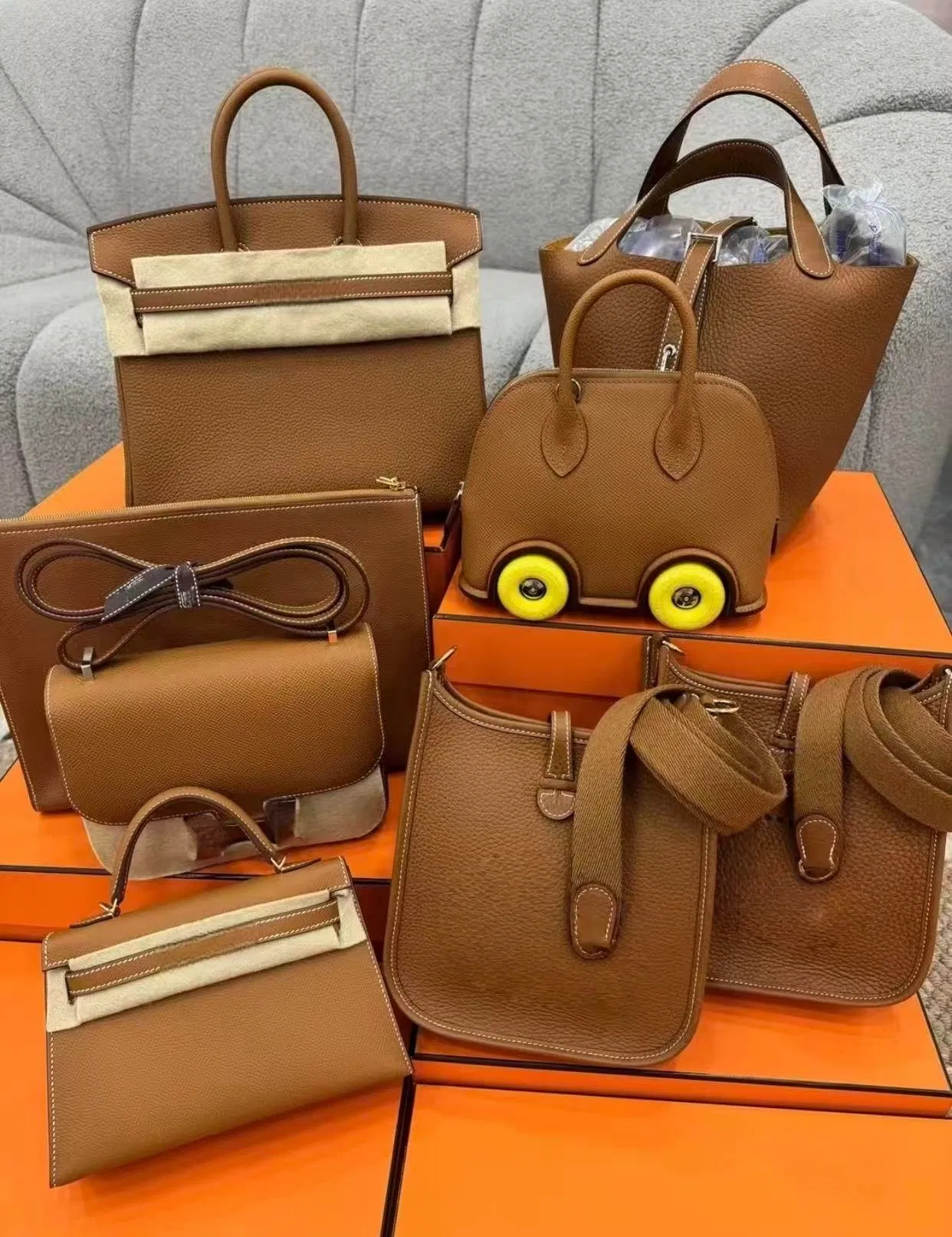 Bolso de mano de platino en cuero Togo para damas, bolso de lujo