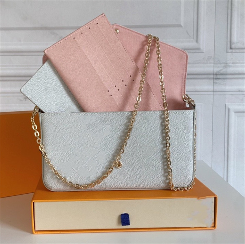 Bolso de sobre pequeño de cuero con cadena de metal, impresión de cuadrícula de flores, clásico de moda tres en uno