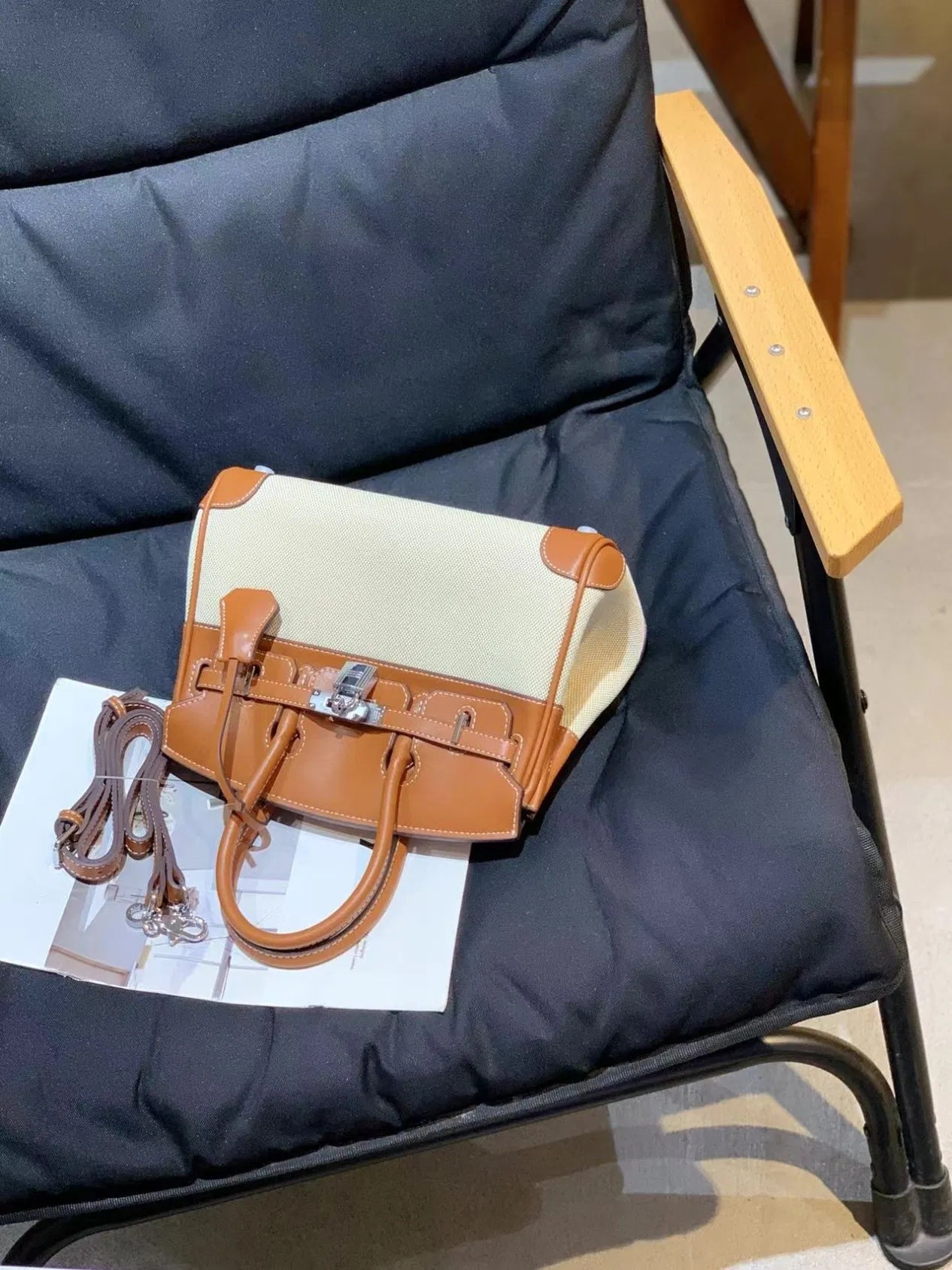 Venta Directa de Fábrica Desde China: Bolsa de Lona y Cuero Personalizada para Mujeres, Bolso de Hombro Cruzado Casual de Moda