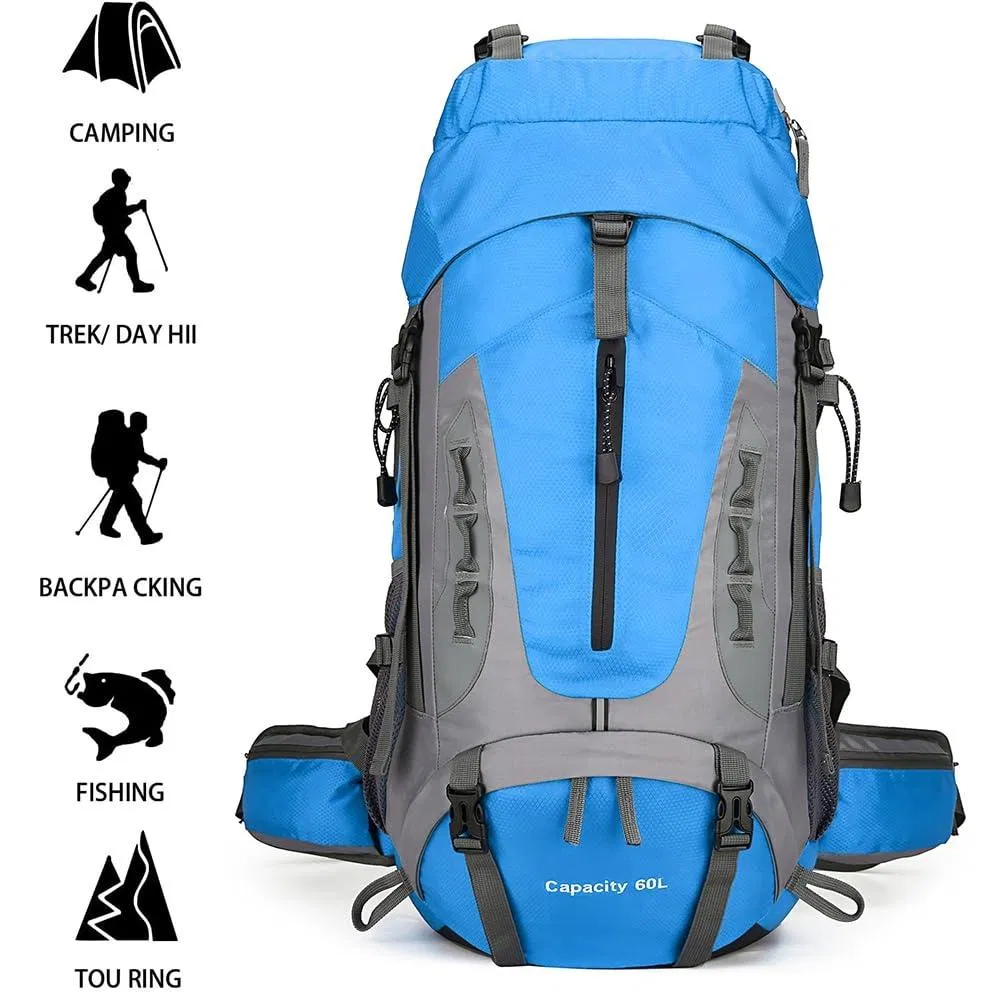 Mochila de senderismo impermeable 60L para hombres y mujeres