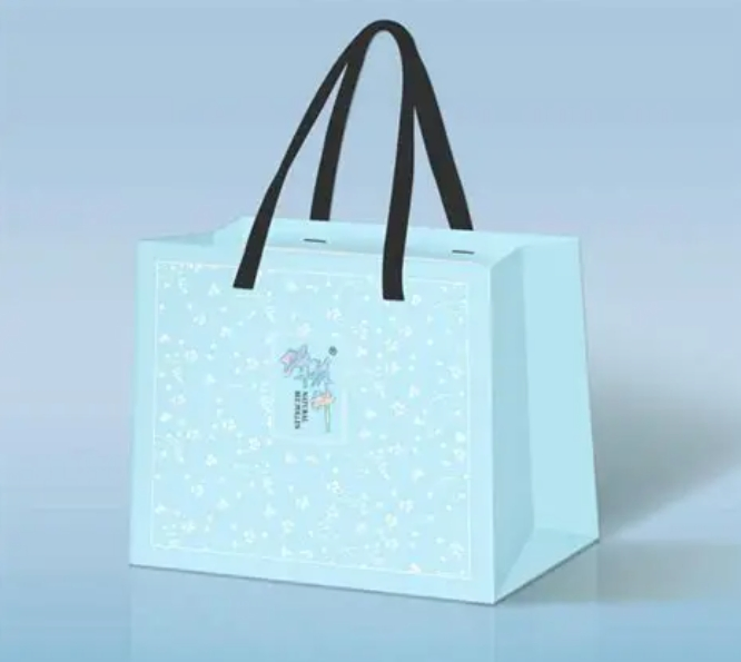 Bolsas de papel kraft personalizadas de tamaño mediano grande, en varios colores CMYK, con patrón de marca propia impreso