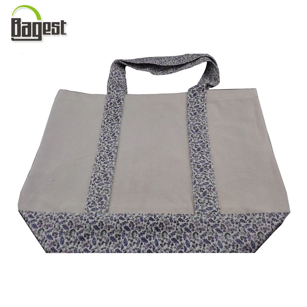 Bolsa de compras de algodón reciclado orgánico personalizada blanca natural, económica y promocional