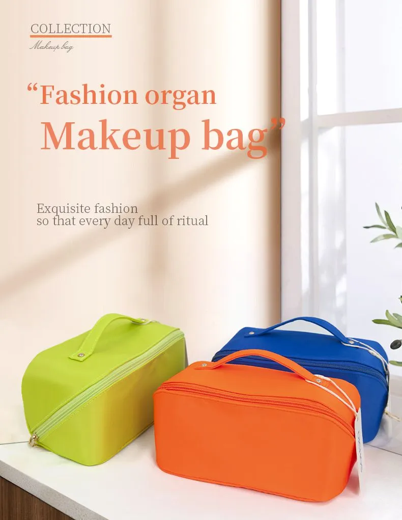 Mujeres Colorido Venta Caliente Personalizado Promoción Maquillaje Belleza Portátil Bolsa de Aseo de Cuero PU Impermeable Viaje Moda Multifuncional Cepillo Bolsa Cosmética