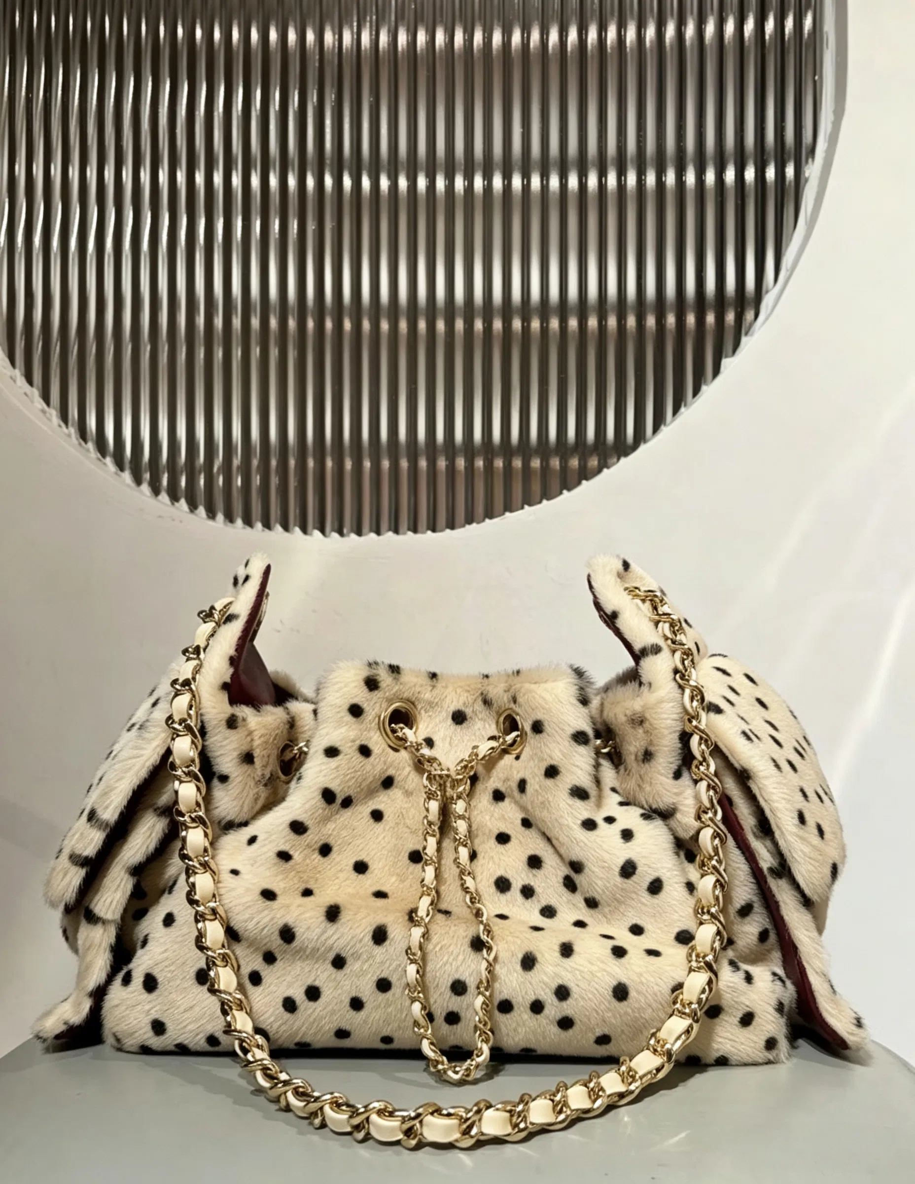 Bolso de lujo réplica 26A serie de visón dálmata bolso cubo mini estampado de leopardo
