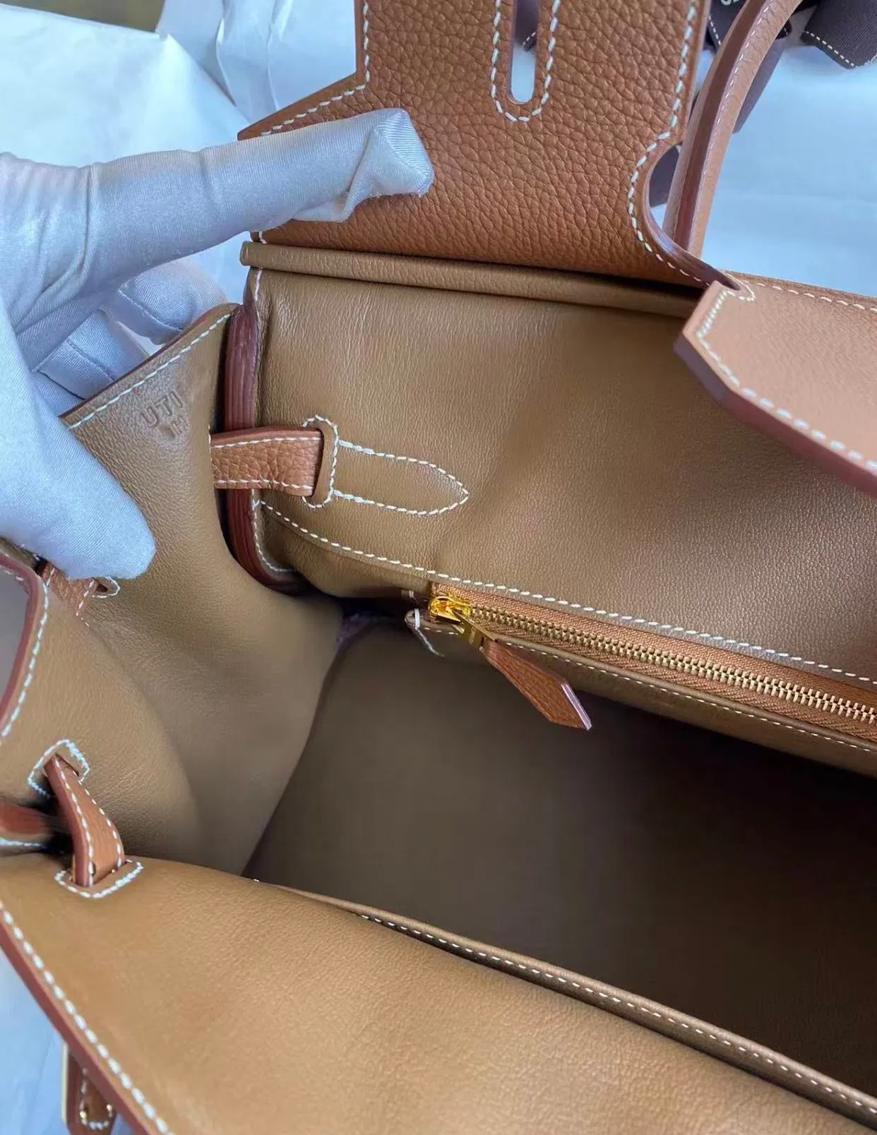 Bolso de mano de platino en cuero Togo para damas, bolso de lujo