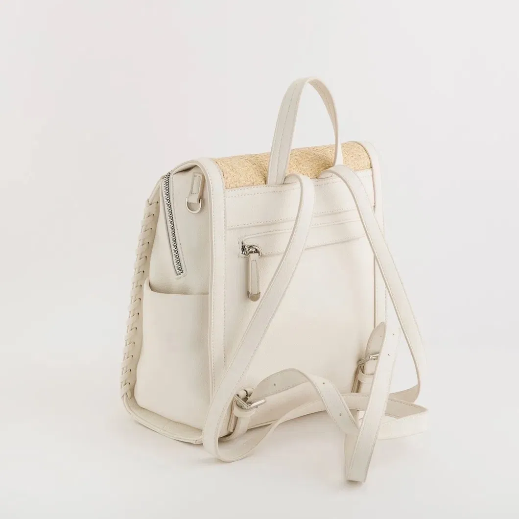 Bolso mochila convertible de paja de moda para mujeres, bolso de hombro de paja o mochila convertible 10.5in X 4in X 11.5in