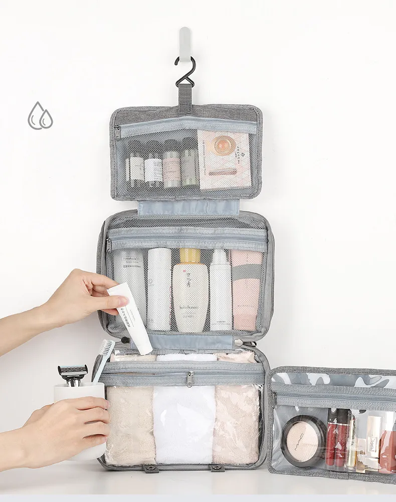 Hombres Mujeres Moda Viaje Bolsa Cosmética de Maquillaje Portátil Plegable