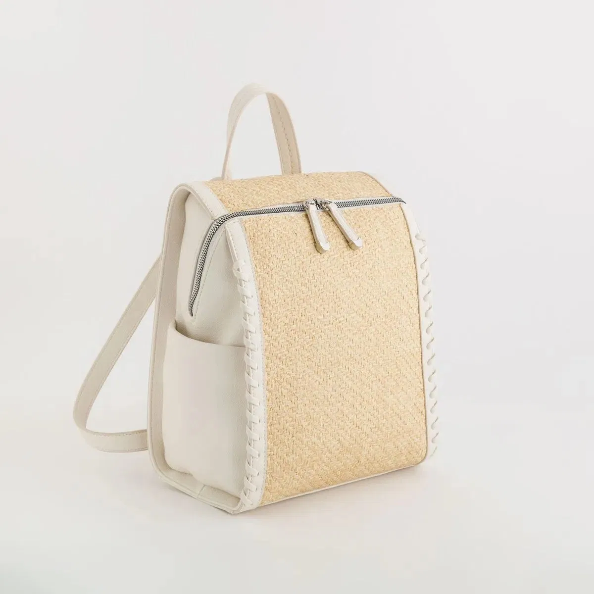 Bolso mochila convertible de paja de moda para mujeres, bolso de hombro de paja o mochila convertible 10.5in X 4in X 11.5in