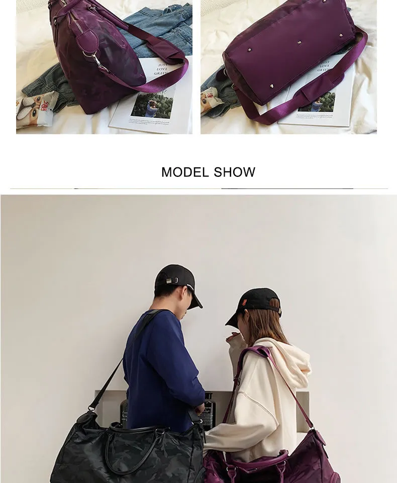 Bolso de viaje grande para mujeres, camuflaje, bolso de mano para hombres, maleta de viaje de corta distancia
