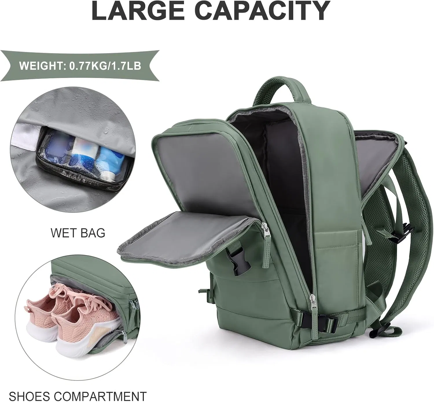 Mochila de viaje para mujeres y hombres, bolsa de mano, mochila de senderismo