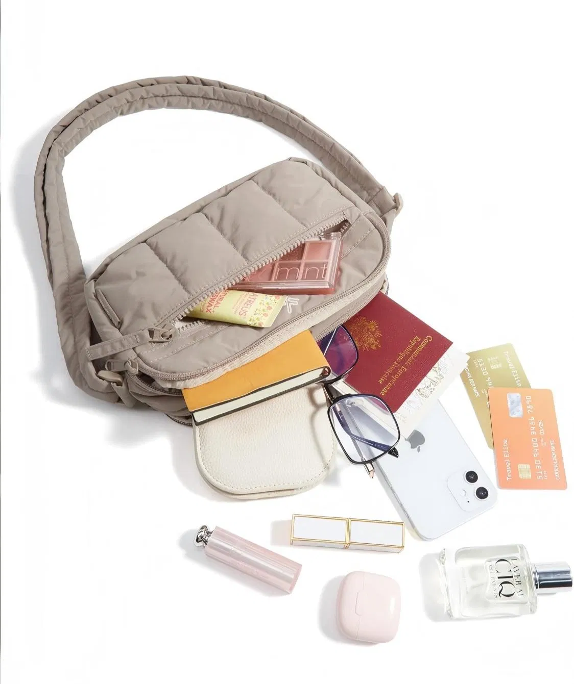 Bolso cruzado acolchado, correa ajustable
