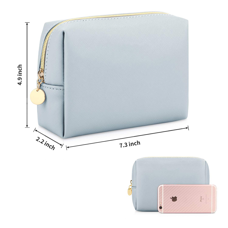 Bolsa de Maquillaje de Viaje Pequeña de Cuero Vegano PU Neceser Cosmético Impermeable
