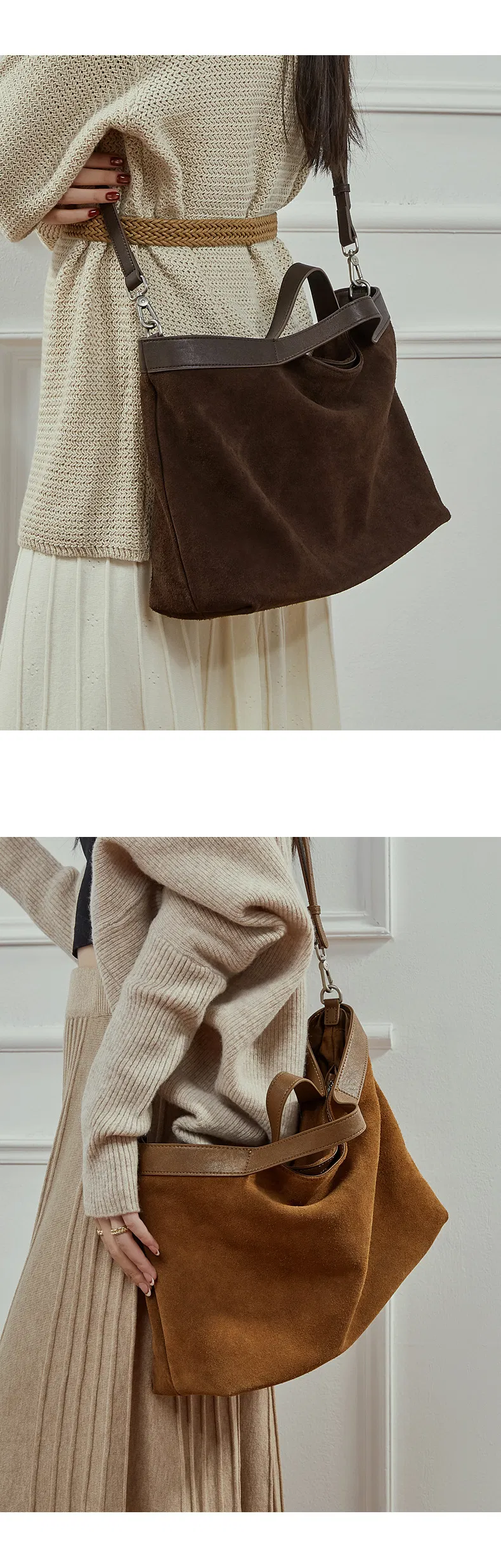 Estilo vintage de bolso tote de ante