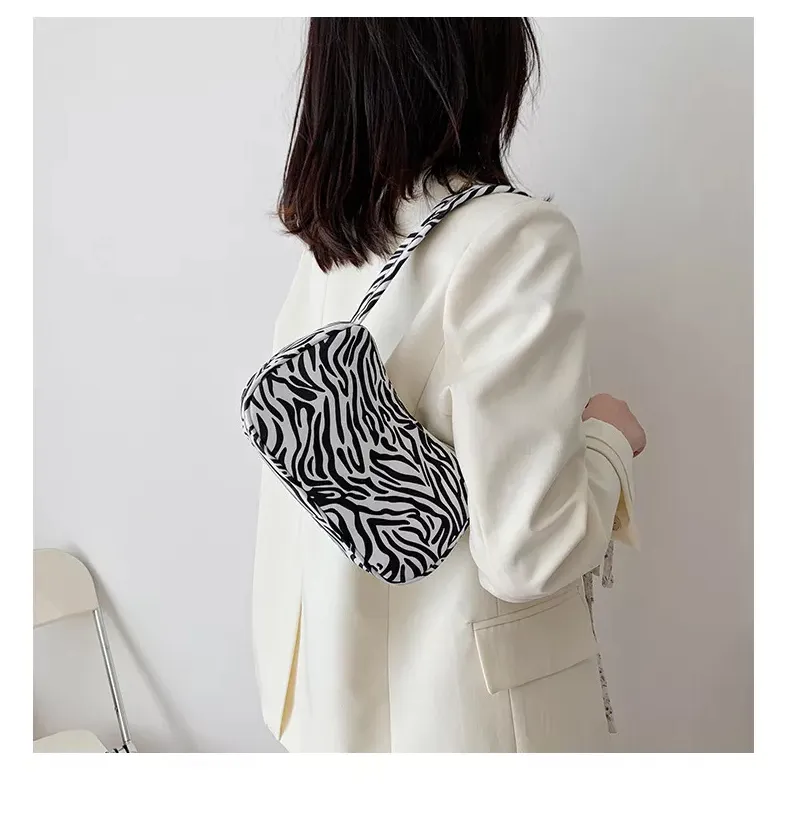 Bolso de lona para chicas, bandolera nueva retro con estampado de vaca cebra, bolso personalizado para mujeres, bolso lindo para mujeres