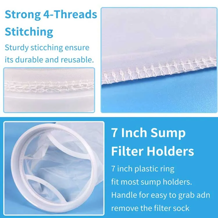 5 Bolsa de filtro para acuarios de cubo de galón, agua de estanque