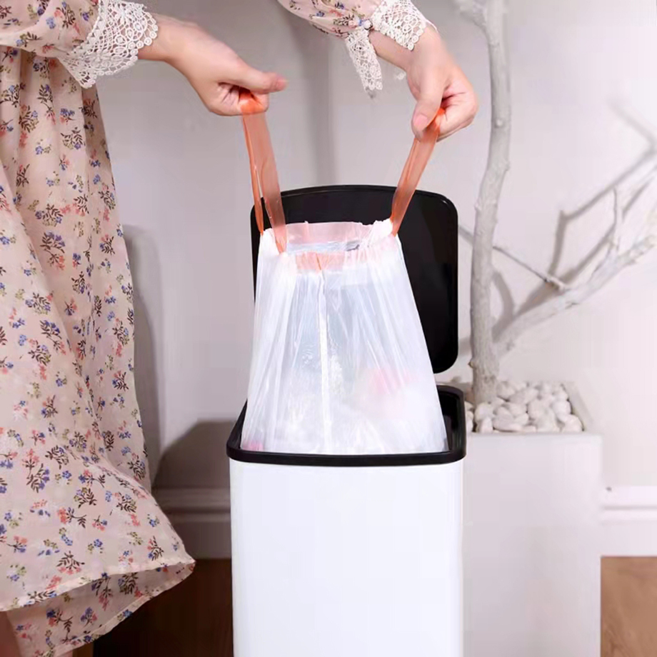 Bolsa de basura biodegradable de plástico PE PLA tipo chaleco grande y portátil para cocina, personalizada, con cordón de compra