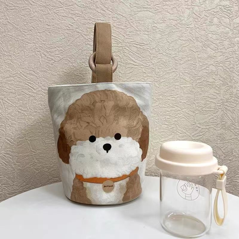 Bolsa de Tote Portátil Bolsa de Lona Tipo Cubo Bolsa Bonita Tipo Cubo Bolsa de Mano para Bento