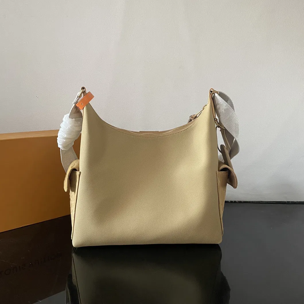 Bolso hobo cruzado de lujo para mujer con múltiples bolsillos, bolso de hombro de cuero y lona con monograma para trabajo y viaje