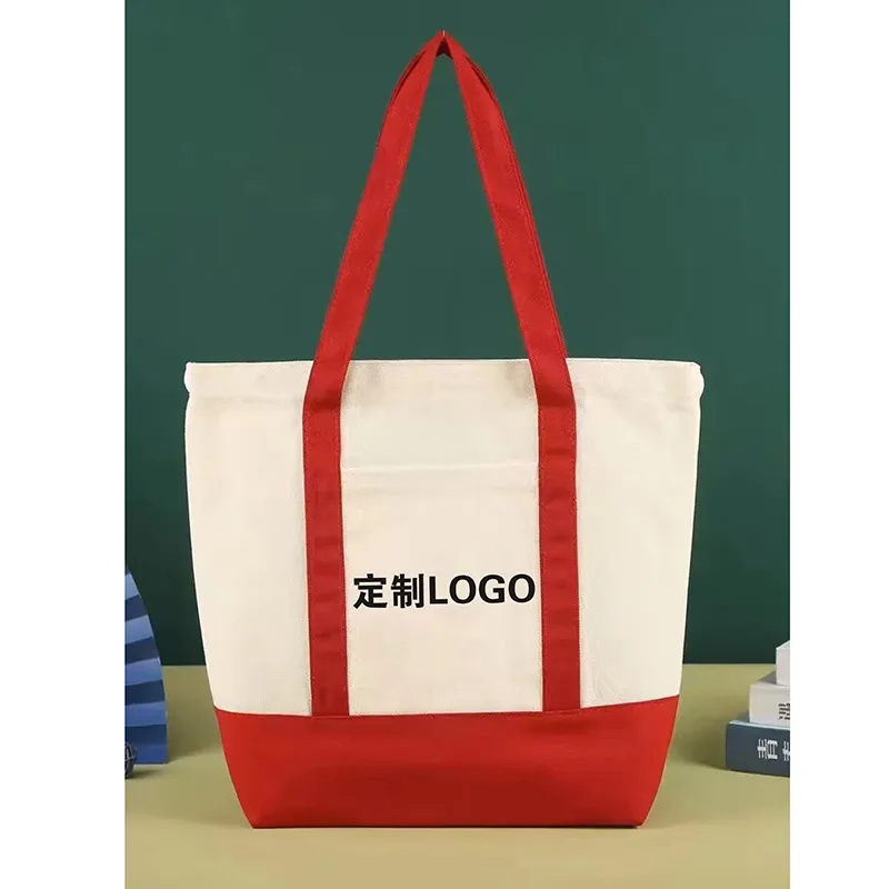 Venta caliente de bolsa de lona de algodón personalizada de gran capacidad, bolsa tote de gran tamaño