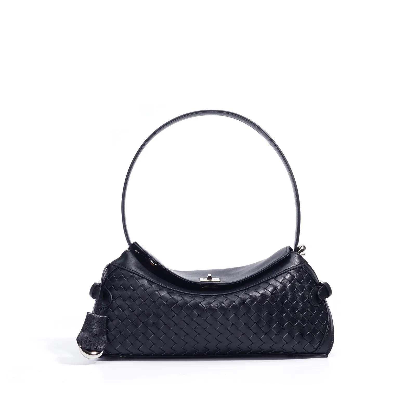 Jt2522 Bolso de mano de cuero de vaca hecho a mano de lujo, bolso de hombro tejido para mujeres con cadenas, bolso cruzado suave para damas